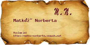 Matkó Norberta névjegykártya